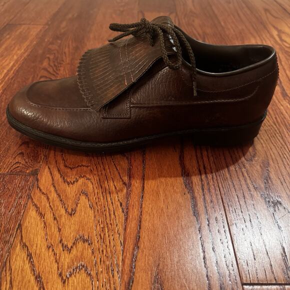 Vintage Arnold Palmer Men's 8 M Eaton Golf Shoe Brown with Kiltie w/ Spikes USA - Picture 7 of 16